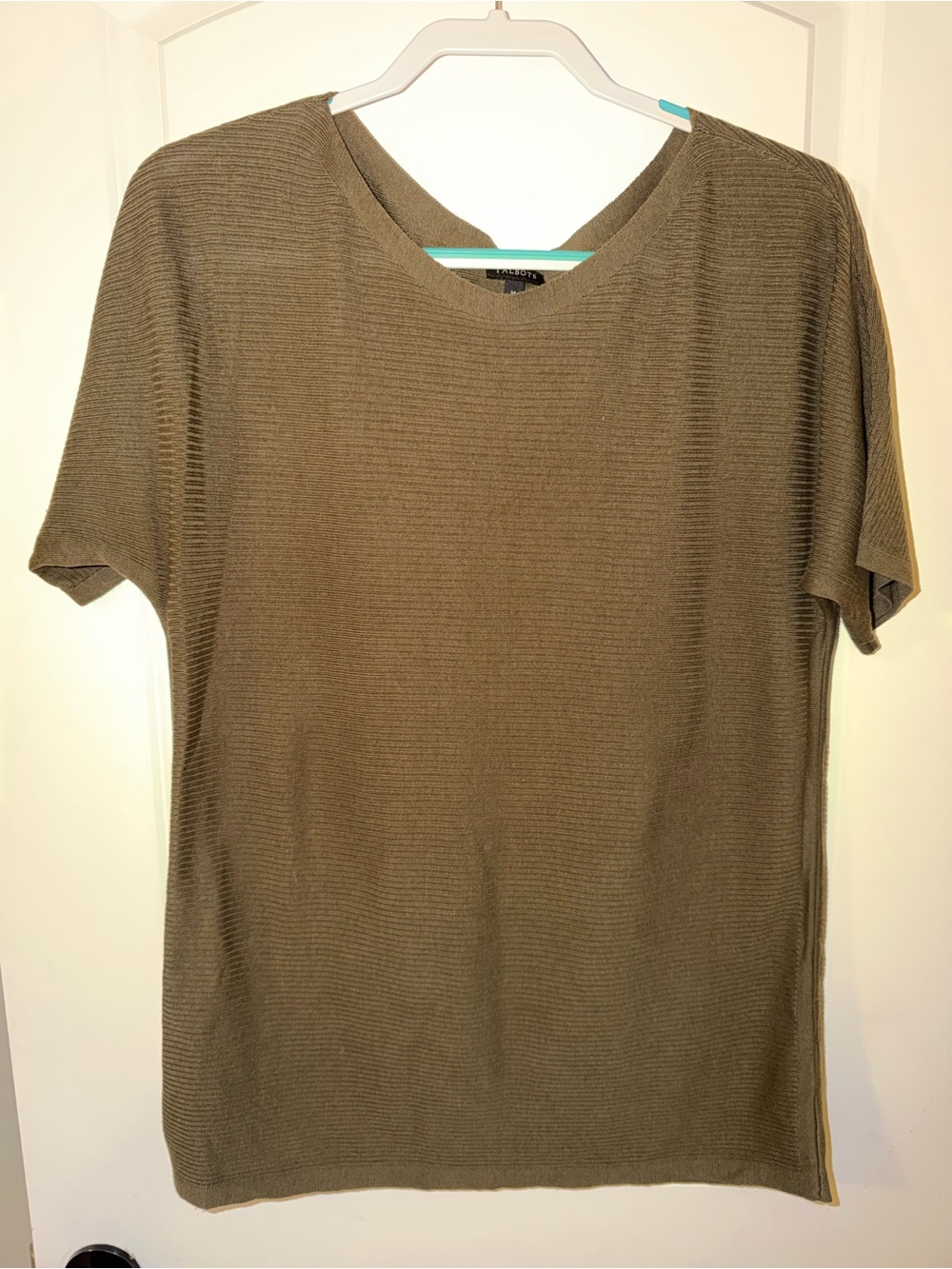 Talbots Olive Short Sleeve Knit Top